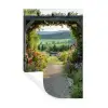 Doorkijk - Landschap - Natuur - Tuinboog - Bloemen Muursticker klein -3d