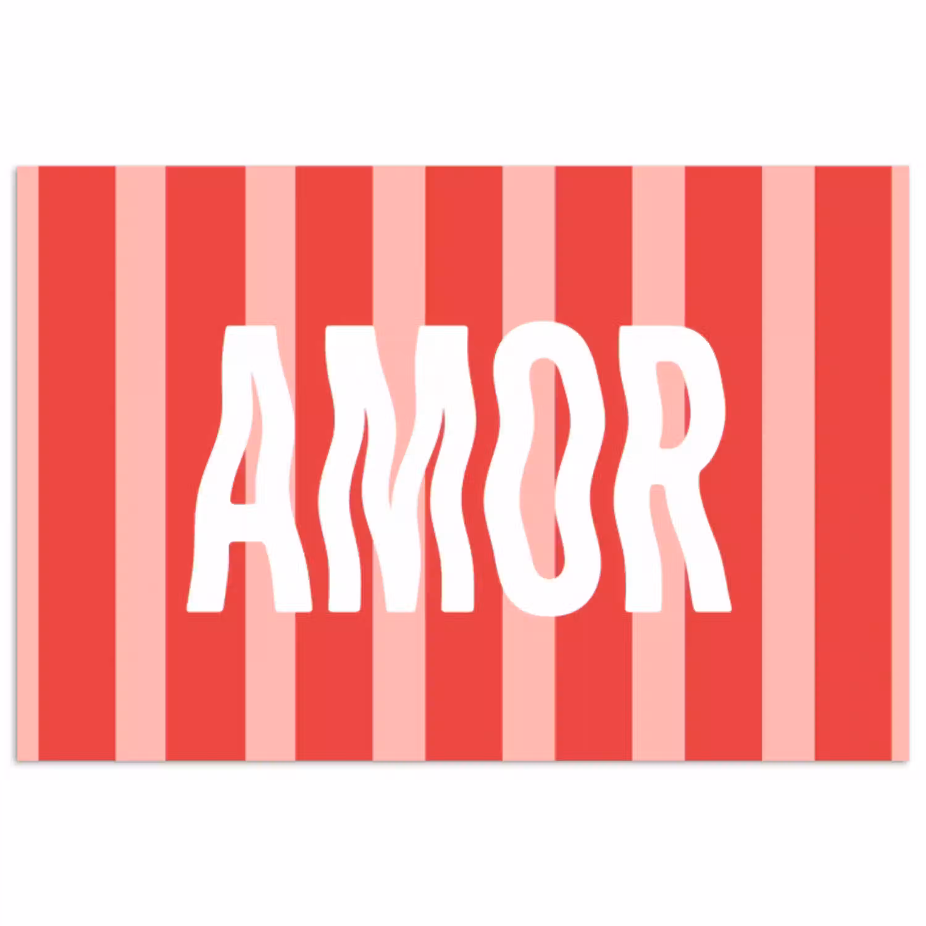 Amor - Strepen - Rood - Roze poster papier klein -3d