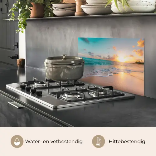 Zonsondergang - Strand - Zee - Zomer - Blauw keuken achterwand spatscherm klein -usp_NL