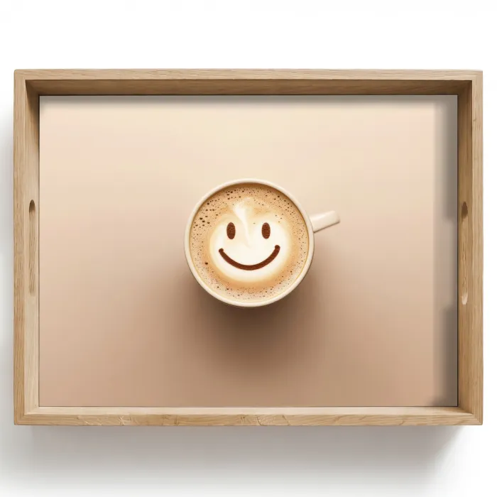 Koffie - Melkschuim - Lach - Beige Dienblad Rechthoek middel -z3d_shopping