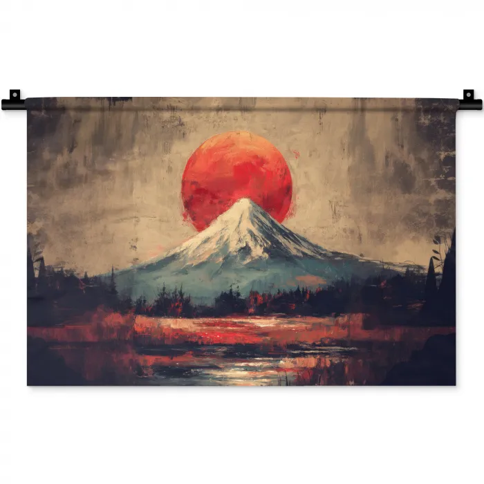 Bergtop - Sneeuw - Zon Wandkleed katoen klein -zz3d