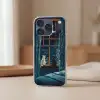 Kat - Sterrenhemel - Blauw Telefoonhoesje iPhone 17 Pro klein -sfeer2