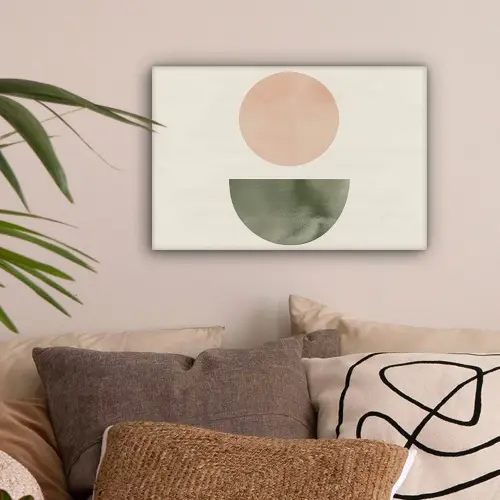 Modern - Roze - Groen - Natuur - Geometrisch - Vormen canvas 2cm klein -sfeer1