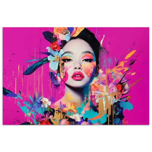 Vrouw - Portret - Abstract - Paars poster papier klein -3d