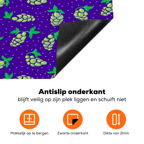 Paars - Groen - Druiven - Blaadjes Inductie beschermer vinyl 3mm klein 276 -zzzzzzz-td-onderkant