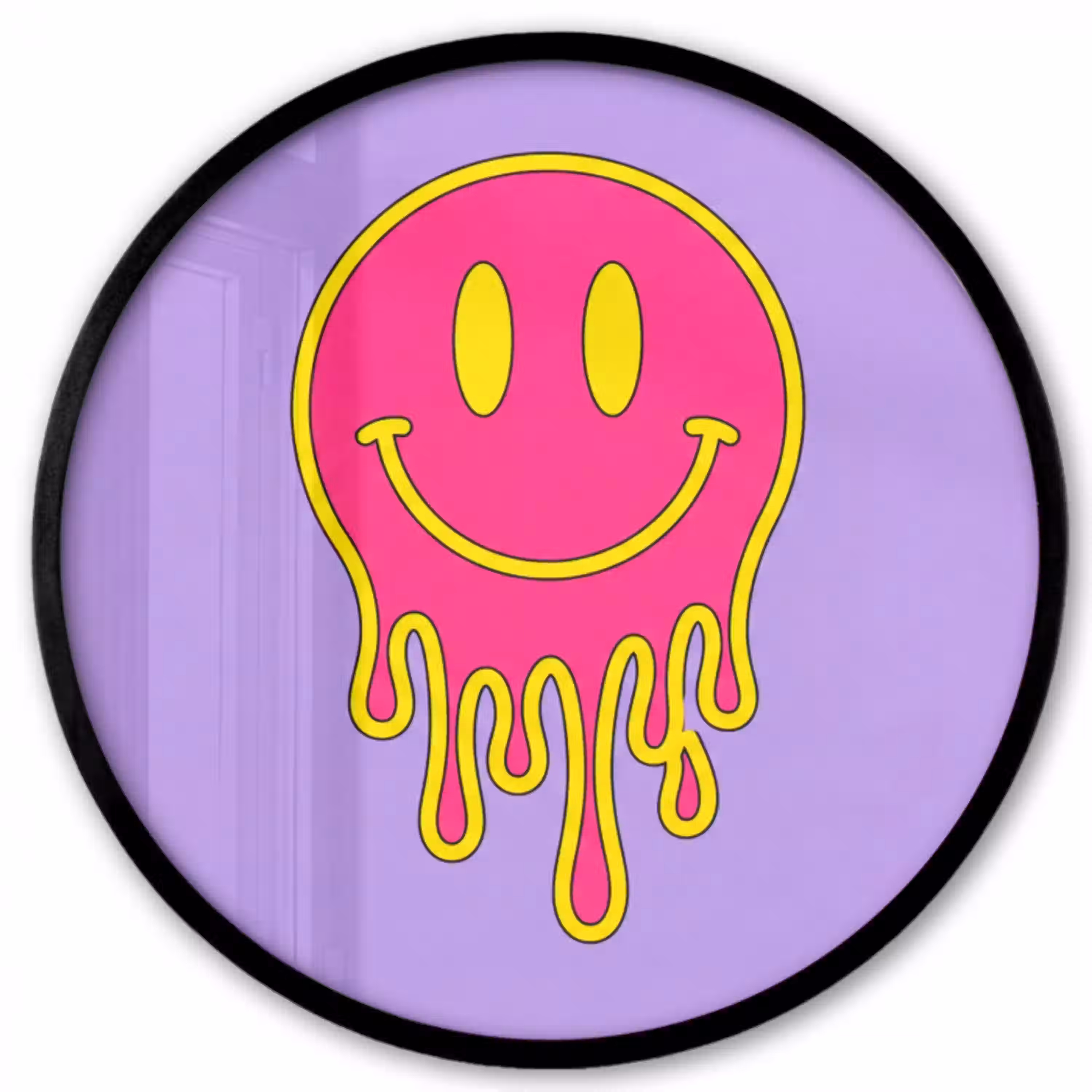 Smiley - Drip - Neon Fotolijst rond zonder passe partout klein -3d