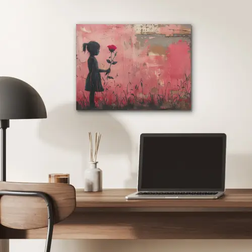 Graffiti - Meisje - Roze - Street art - Roos - Banksy PET vilt klein -sfeer5