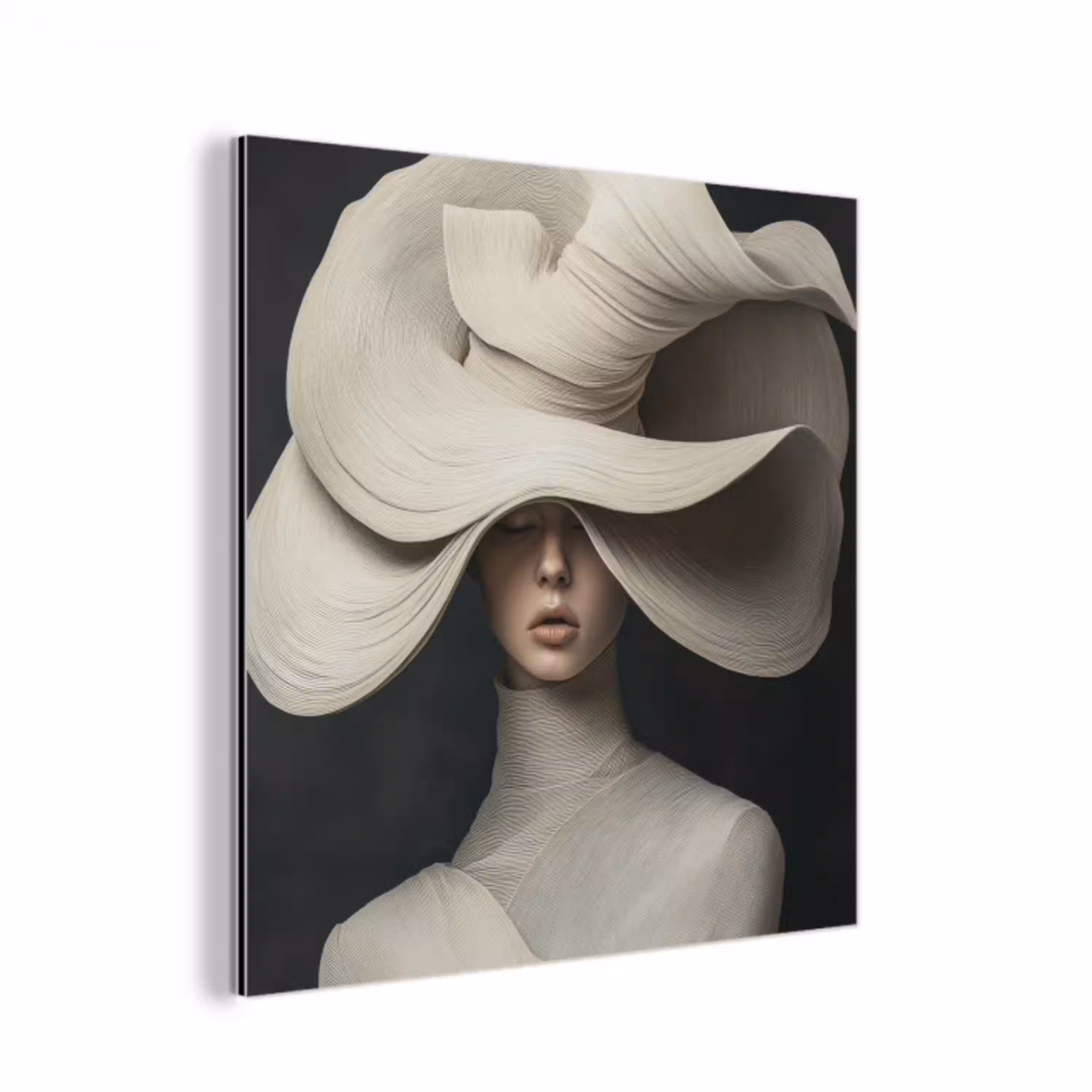 Modern - Vrouw - Hoed aluminium wit klein -3d