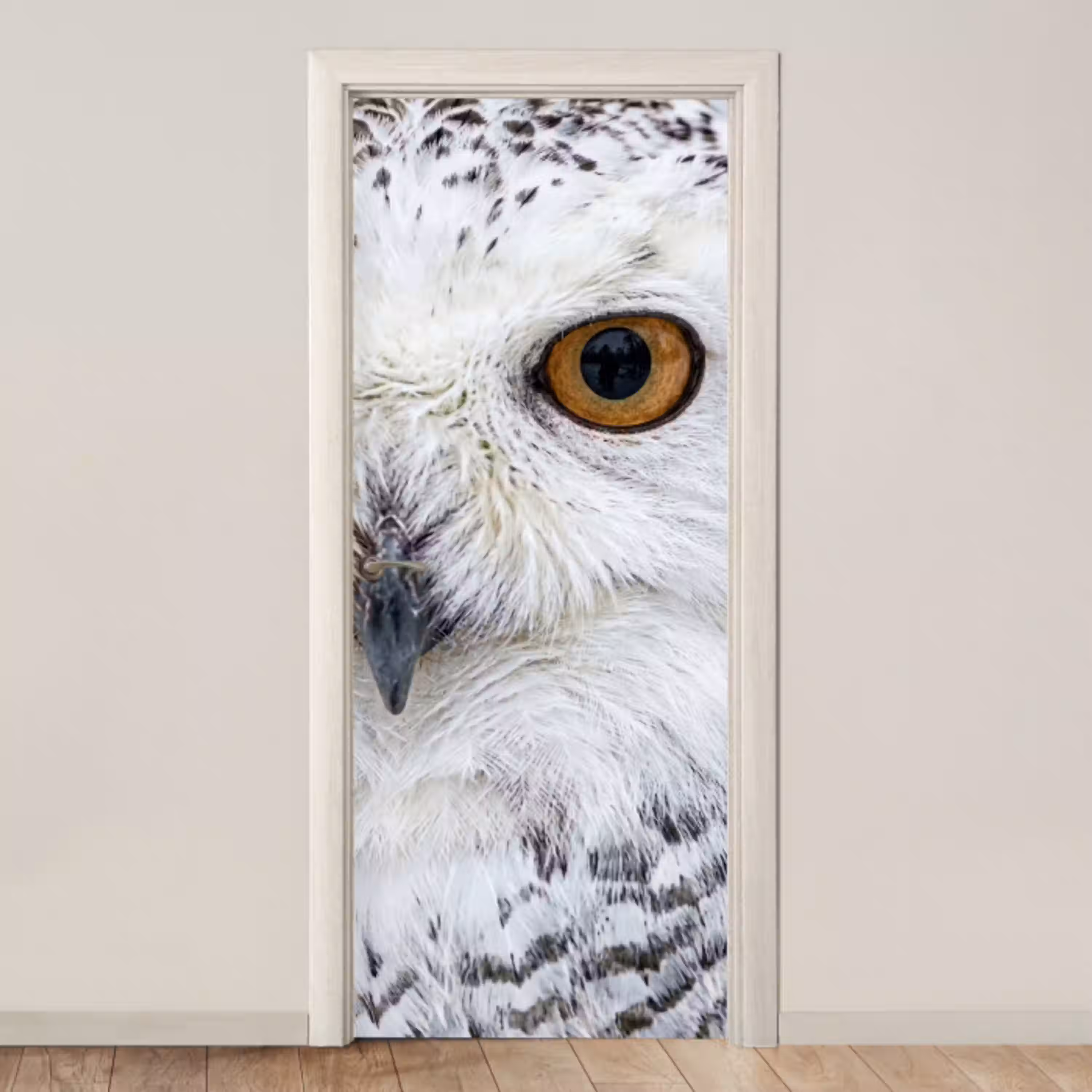 Sneeuwuil - Oog - Wildlife - Wit deurposter klein -3d_beige