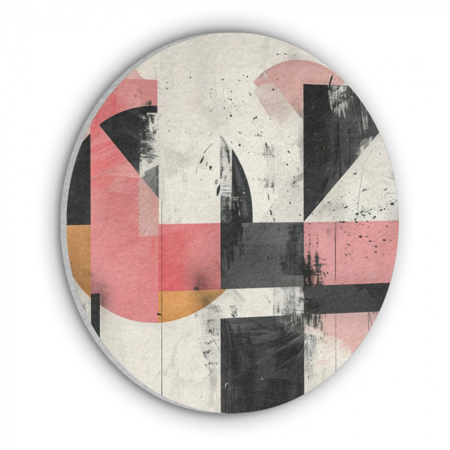 Roze - Abstract - Aesthetic - Modern - Vormen Akoestische PET Vilt - Rond klein -3d