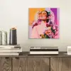 Portret - Vrouw - Abstract - Bloemen aluminium wit klein -sfeer1
