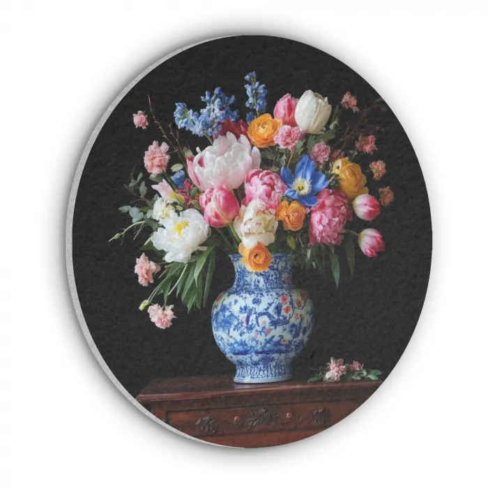 Rozen - Bloemen - Vaas - Boeket Akoestische PET Vilt - Rond klein -3d