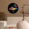 Piano - Kleurrijk - Verf - Modern Wandcirkel kunststof plaat 5mm dik klein -sfeer1