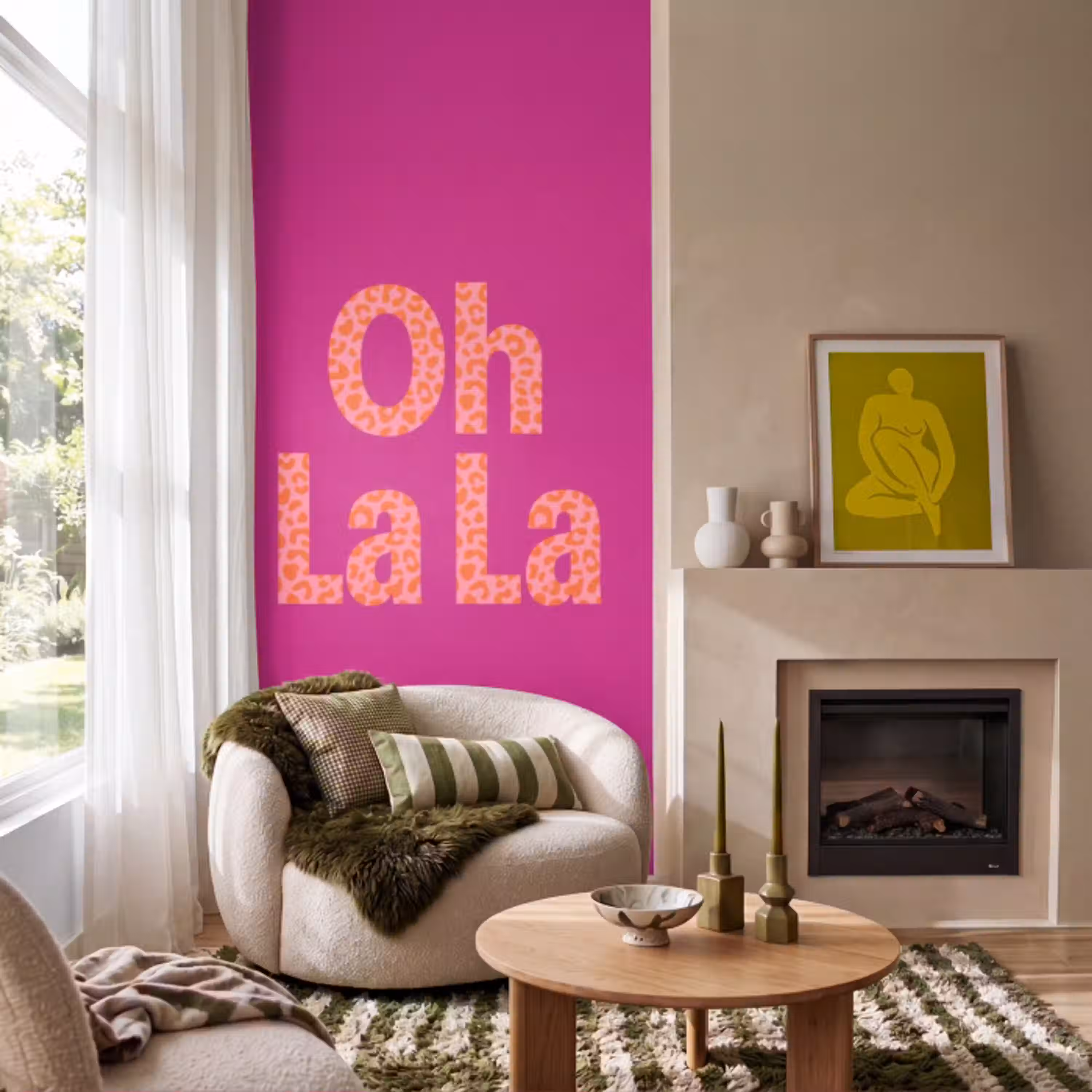Oh la la - Luipaardprint - Roze Behang Vlies klein -sfeer2