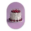 Taart - Kersen - Juwelen - Rood Wandcirkel Ovaal Glas middel -3d