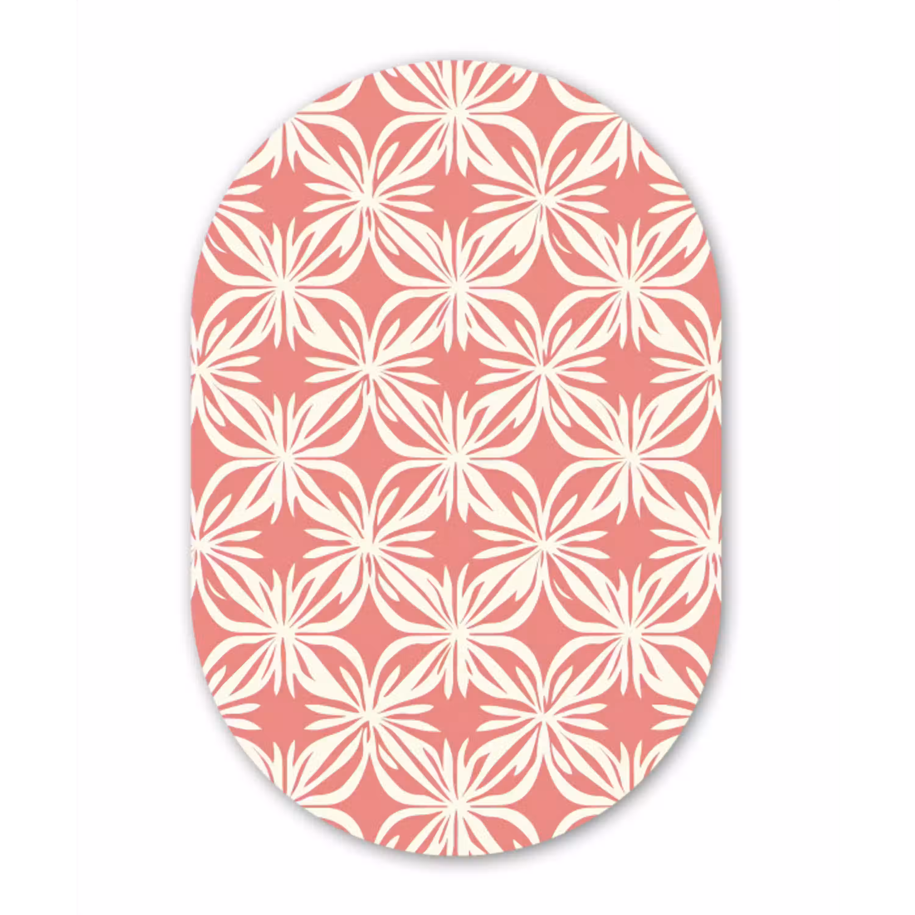 Roze - Bloemenmotief - Wit - Modern Wandcirkel Ovaal Aluminium middel 839 -3d