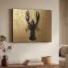Kreeft - Zwart - Goud - Luxe Textielframe zwart klein -sfeer3