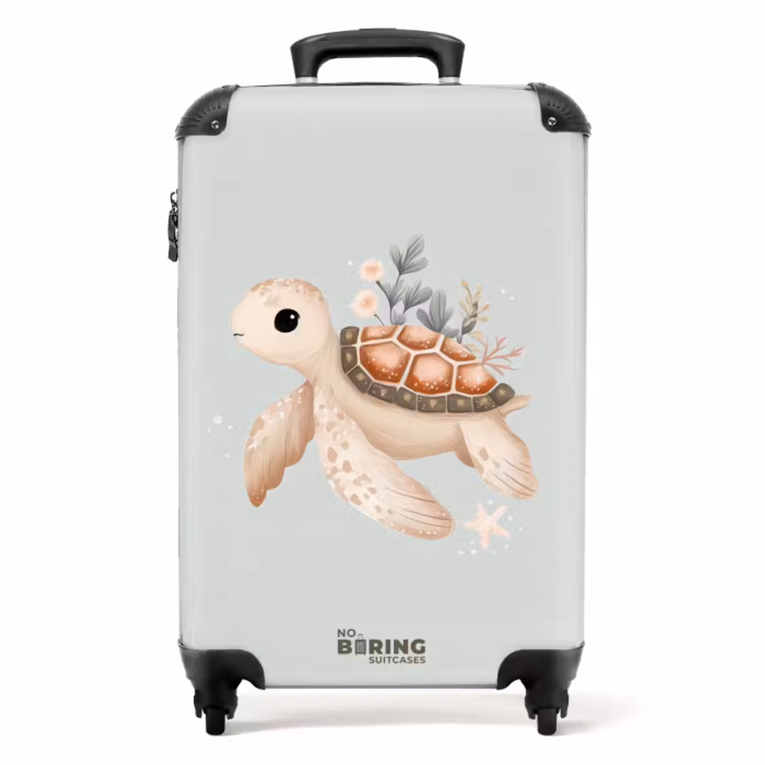 Koffer - Bruine zeeschildpad in pastel onderwaterwereld