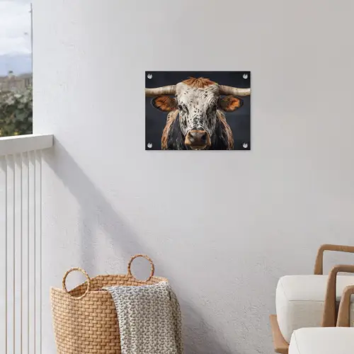 Stier - Kleurrijk - Hoorns tuinposter los doek klein -sfeer8
