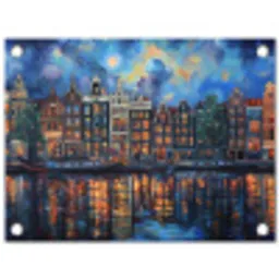 Grachten Amsterdam - Huizen - Stad - Kleurrijk tuinposter los doek klein -3d