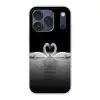 Zwanen - Hart - Zwart - Wit Telefoonhoesje iPhone 17 Pro klein -3d
