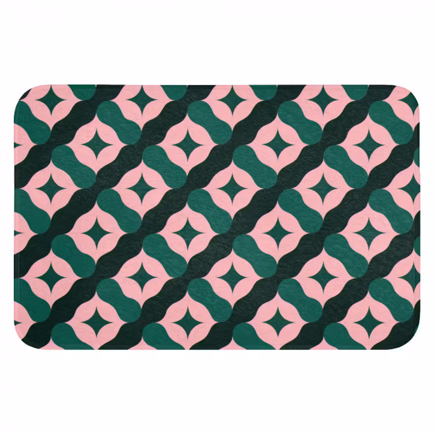 Badematte - Grün - Rosa - Retro - Sterne