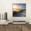 Zonsondergang - Strand - Duin - Gras - Bank aluminium wit klein -sfeer1