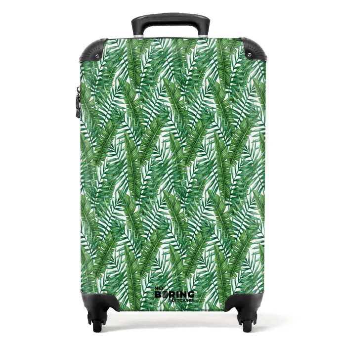 Palm lange bladeren patroon groen NBS - Handbagage koffer - Volwassenen Unisex middel -productfoto_recht