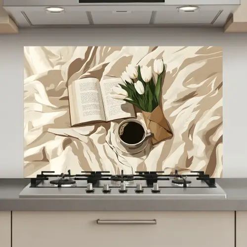 Boek - Illustratie - Tulpen - Koffie keuken achterwand spatscherm klein -3d_website