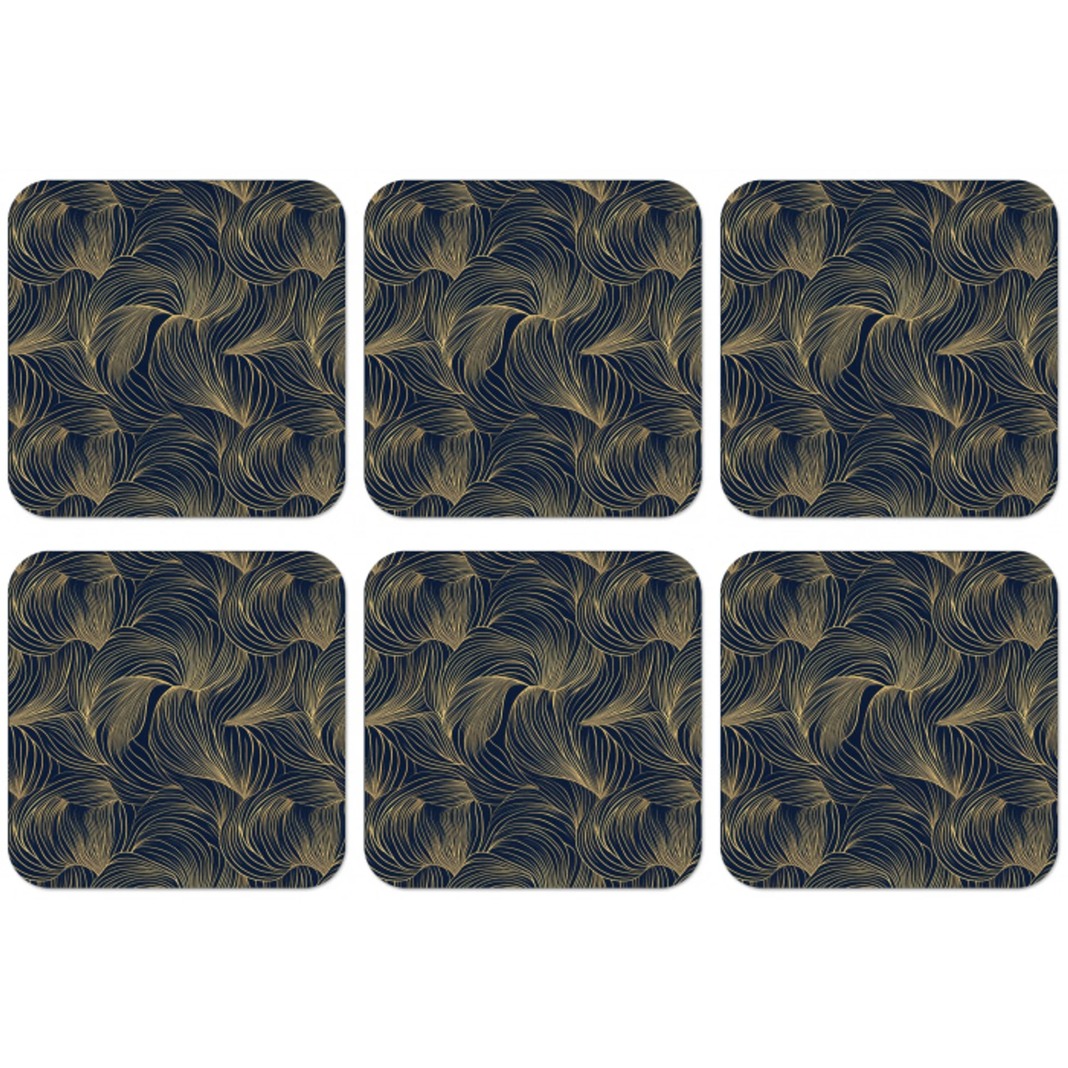 Abstract - Lijnen - Blauw - Goud onderzetter kurk middel 366 -zkaufland3dotto