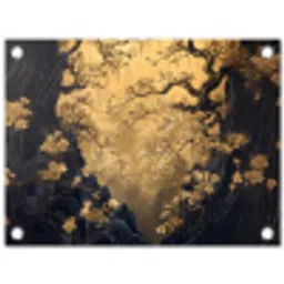 Bloemen - Takken - Goud - Sierlijk tuinposter los doek klein -3d