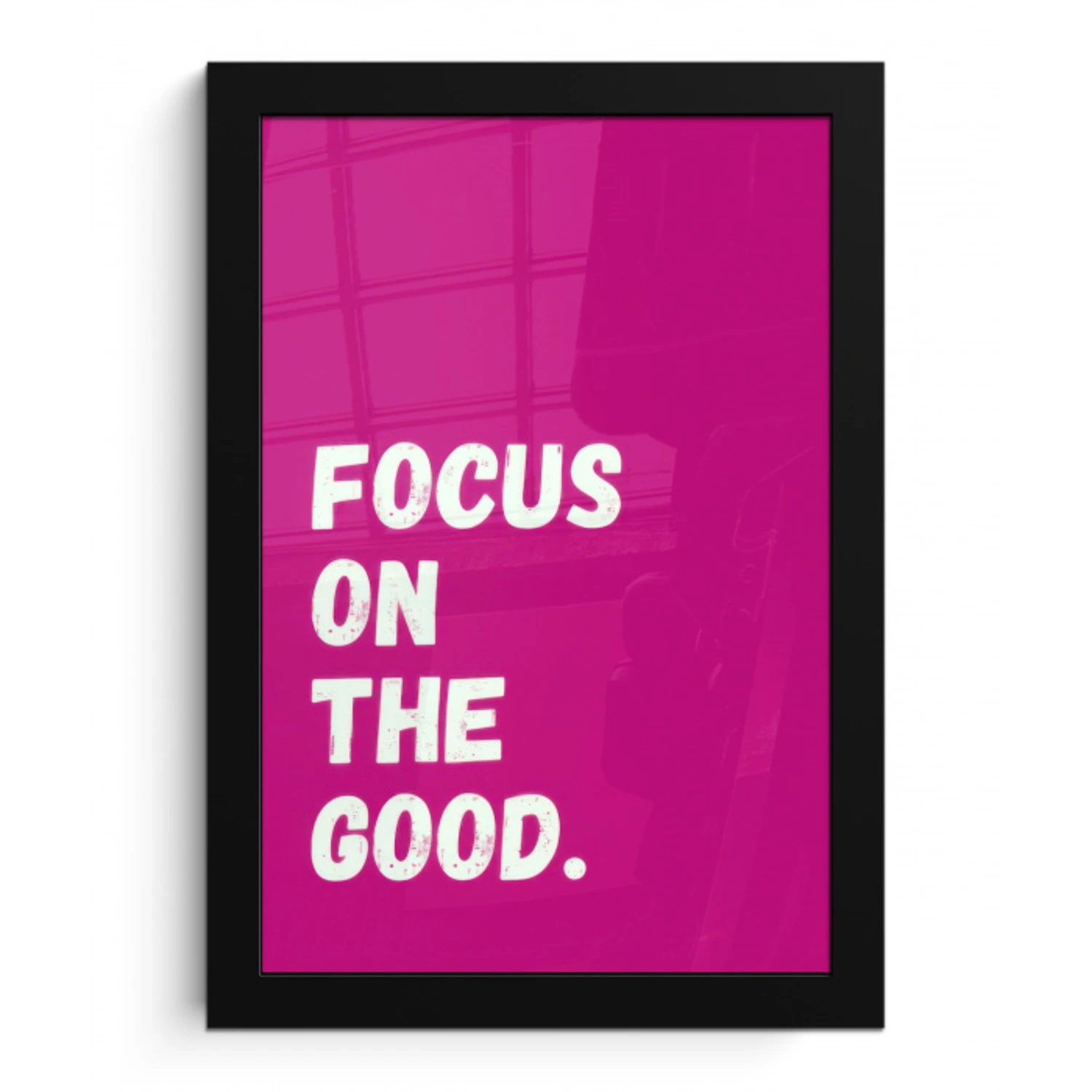 Focus on the good - Roze - Simple fotolijst zwart zonder passe partout klein -3d