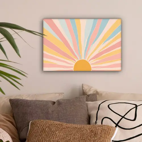 Illustratie - Zon - Pastelkleuren canvas 2cm klein -sfeer1