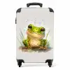 Kikker - Groen - Waterverf - Dieren - Jongen - Meisje NBS - Handbagage koffer - Unisex middel -productfoto_recht