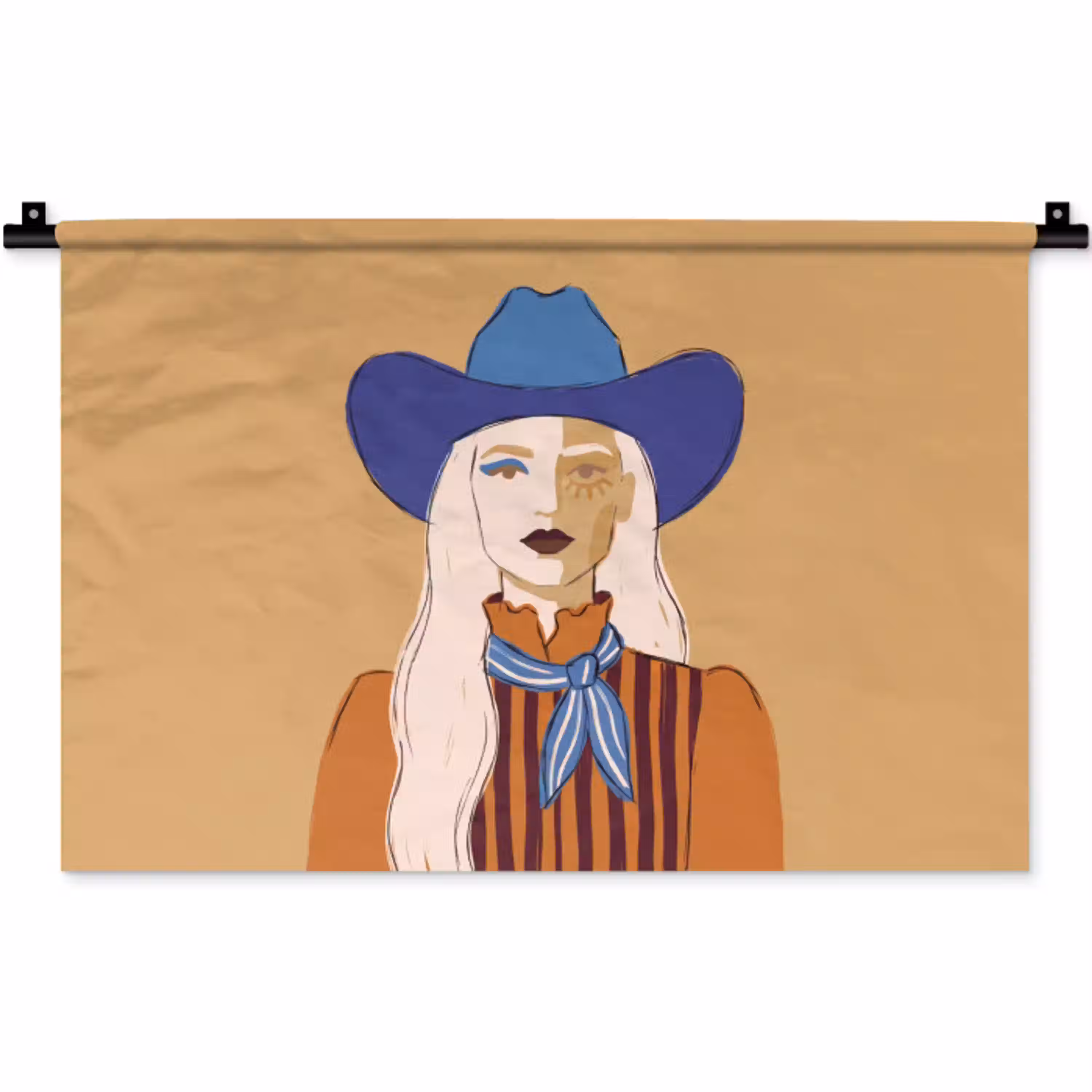 Vrouw - Portret - Abstract - Kleurrijk - Modern Wandkleed katoen klein -zz3d
