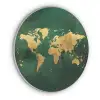 Wereldkaart - Groen - Goud Akoestische PET Vilt - Rond klein -3d