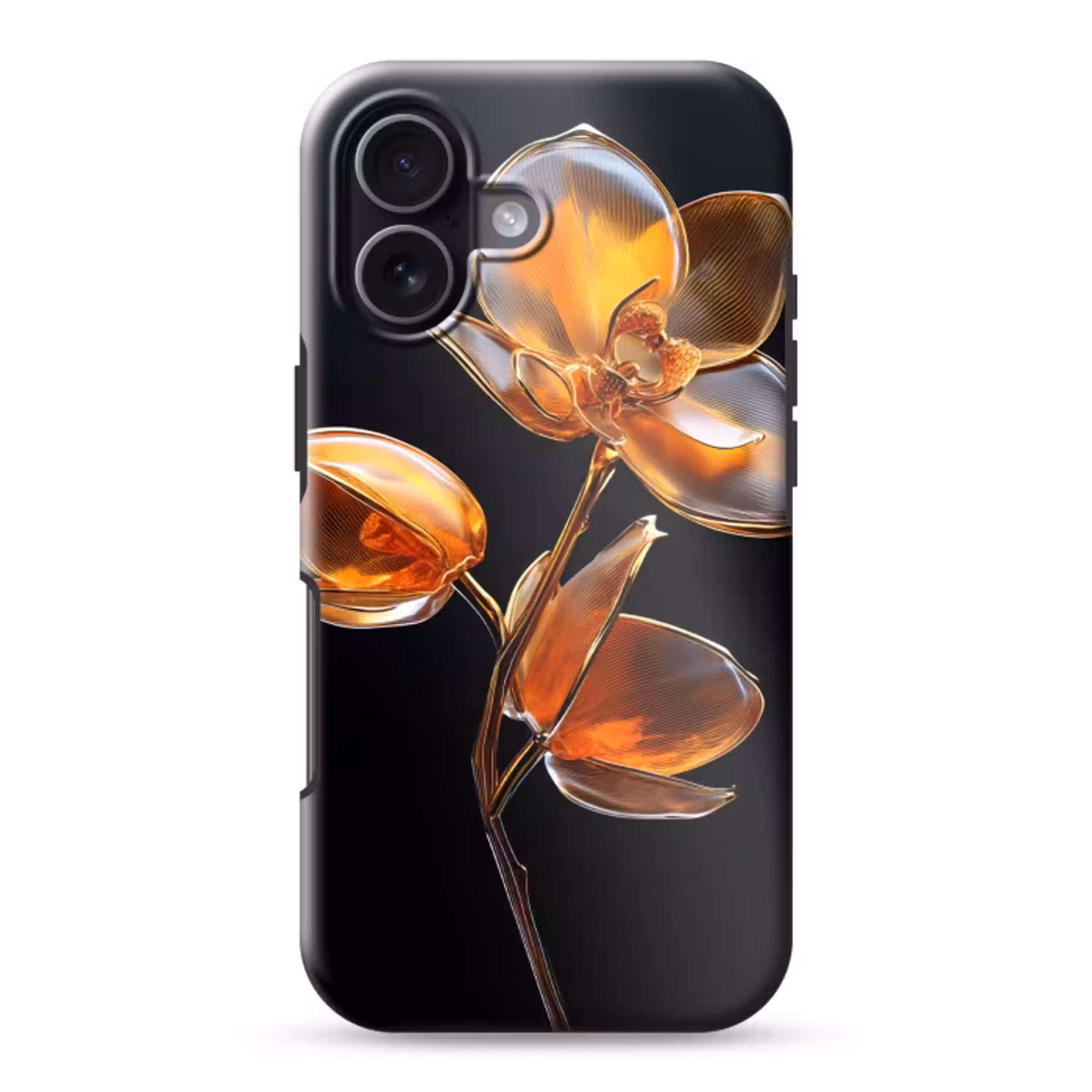 Bloem - Orchidee - Oranje Toughcase MagSafe Apple iPhone 17 klein -3d