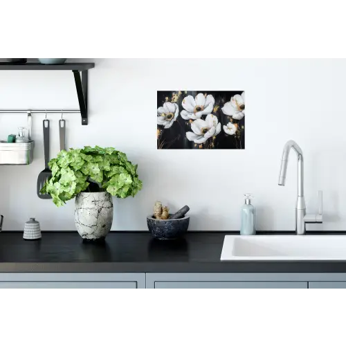 Bloemen - Wit - Abstract Muursticker klein -keuken