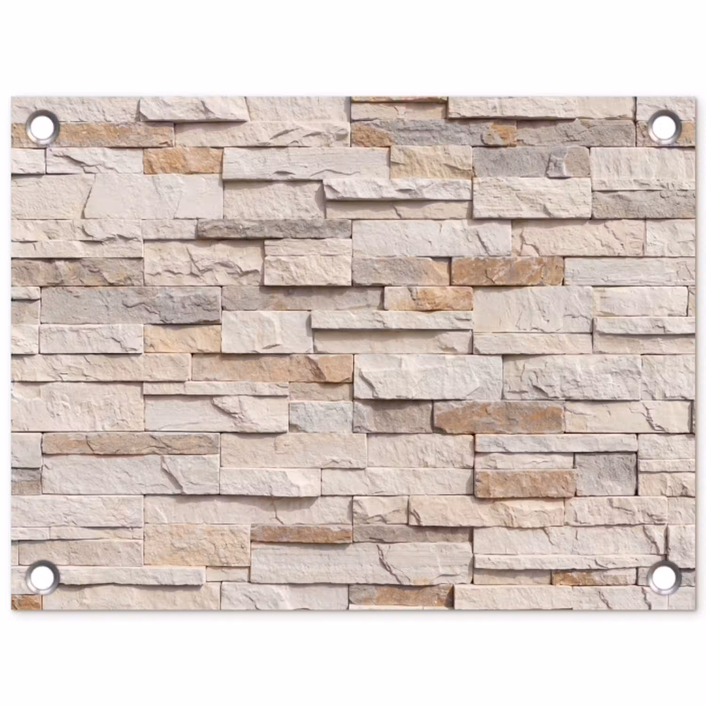 Steen - Muur - Textuur - Rustiek - Beige tuinposter los doek klein -3d