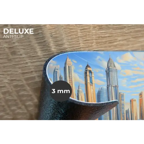 Skyline - Wolkenkrabbers - Water - Blauw Placemat vinyl groot -closeup