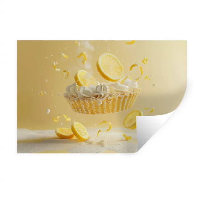 Citroen - Taart - Eten - Geel Muursticker klein -3d