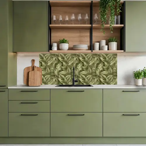 Bladeren - Modern - Groen keuken achterwand 2 middel 871 -sfeer3