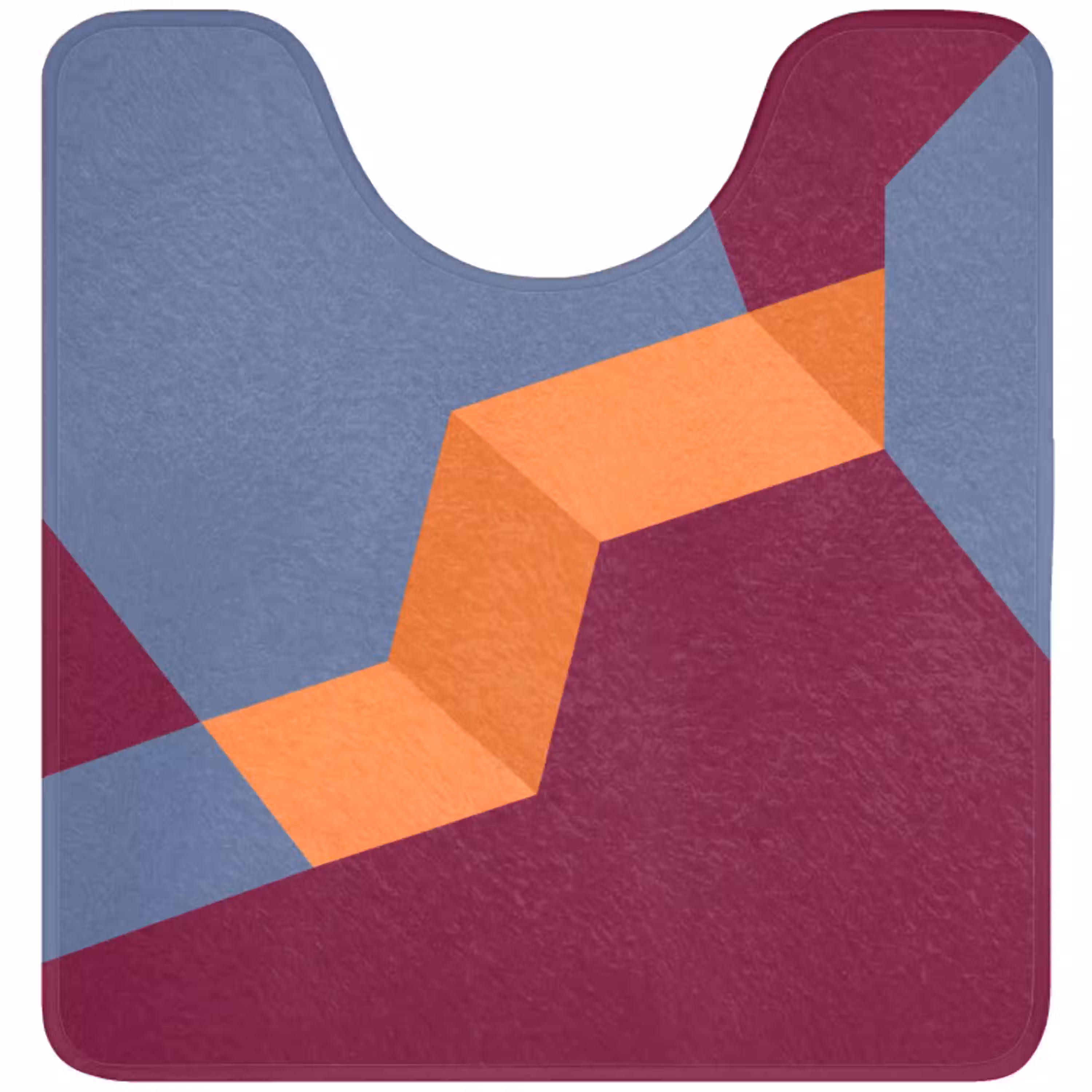 Abstract - Vormen - Modern - Blauw - Oranje WCmat U-uitsnede middel -3d