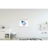Bloem - Blaadjes - Minimalistisch - Blauw textielposter latten blank klein -kinderkamer