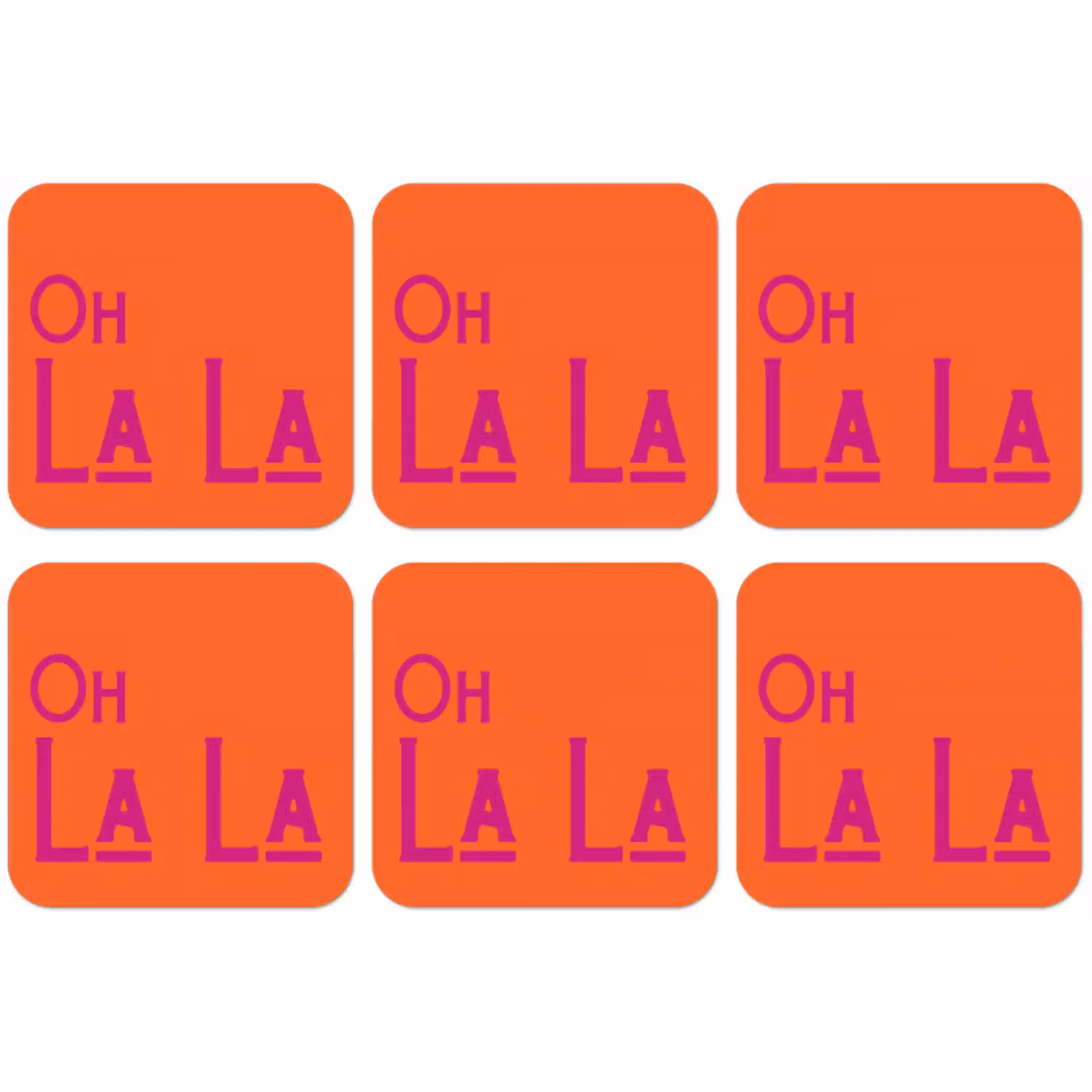 Oh la la - Oranje - Roze - Scheeflettertype onderzetter kurk middel -zkaufland3dotto