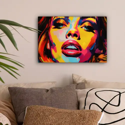 Vrouw - Gezicht - Kleurrijk canvas 2cm klein -sfeer1