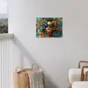 Vrouw - Bloemen - Oranje - Blauw - Modern tuinposter los doek klein -sfeer8
