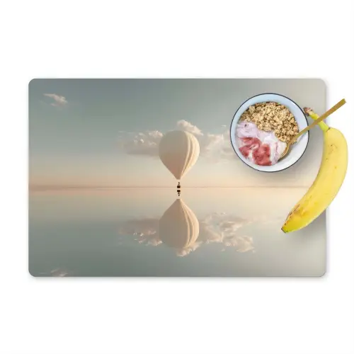 Luchtballon - Wolken - Water - Blauw Placemat vinyl groot -zzzproduct_Kitchenyeah-website