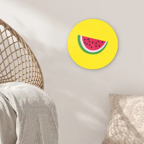 Fruit - Watermeloen - Geel Wandcirkel kunststof plaat 5mm dik klein -sfeer5