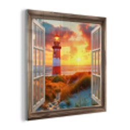 Doorkijk - Raam - Vuurtoren - Zonsondergang - Strand plexiglas 5mm klein -z3d